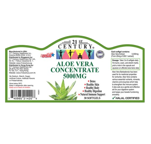 21st Century Aloe Vera 5000 mg 30 Softgels x 3 - Triple pack