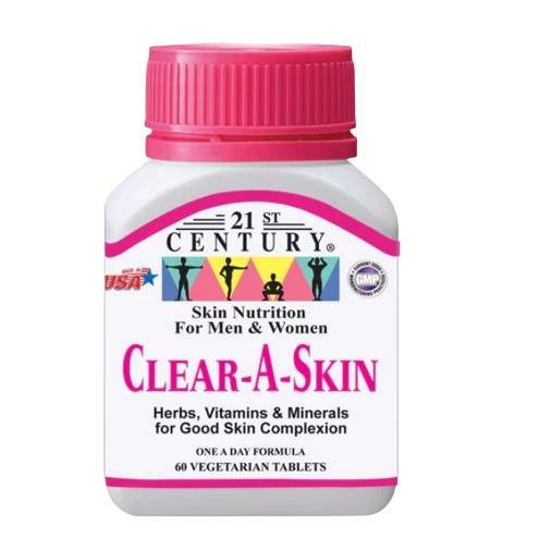 21st Century Clear A Skin ( formerly known as Anti Acne ) 60 Vegetarian Tablets x 2 - Twin pack