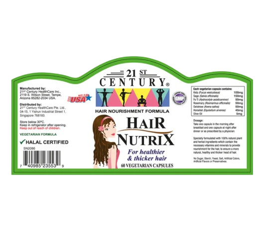 21st Century Hair Nutrix 60 Vegetarian Capsules x 2 - Twin pack