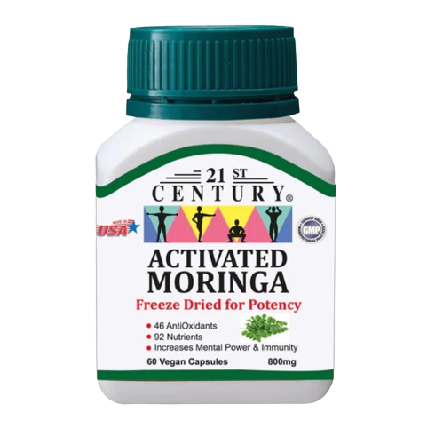 21st Century Activated Moringa 800mg 60 Vegetarian Capsules x 2 - Twin pack