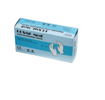 Cosmo Med Latex Examination Glove Powder Free  - Size XS - Bundle of 2 Boxes