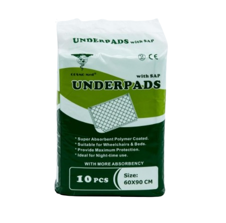 Cosmomed Underpad, 60x90cm, 70g, with SAP -15 packs (each pack has 10 sheets)