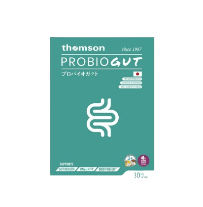 "THOMSON PROBIOGUT sachets 30s - A unique & synergistic combination of two clinically supported HRB probiotics and two prebiotics to help gut function, immunity and get into shape."