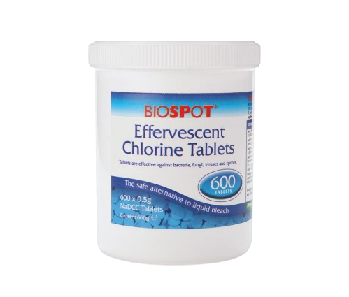 Biospot Effervescent Chlorine Tablets 0.5g NaDCC / 1.1g Per Tablet - 600s