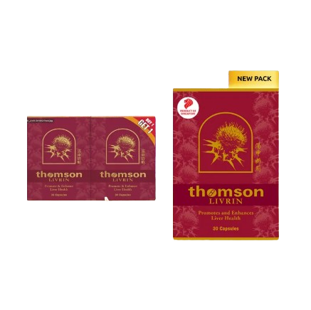 "THOMSON LIVRIN caplets 30 + 30 tablets - Milk thistle extract from Europe with 240mg of Silymarin and 90mg of silybin A & B"