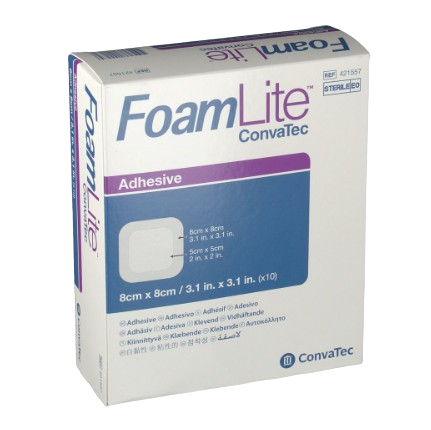 ConvaTec Foam Lite Adhesive 8 X 8 cm - 10s - Foam Lite Dressing - Woods ...