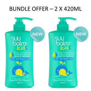 Suu Balm Kids 2x 420ml Kids Dual Soothing Moisturising Head-to-Toe Wash