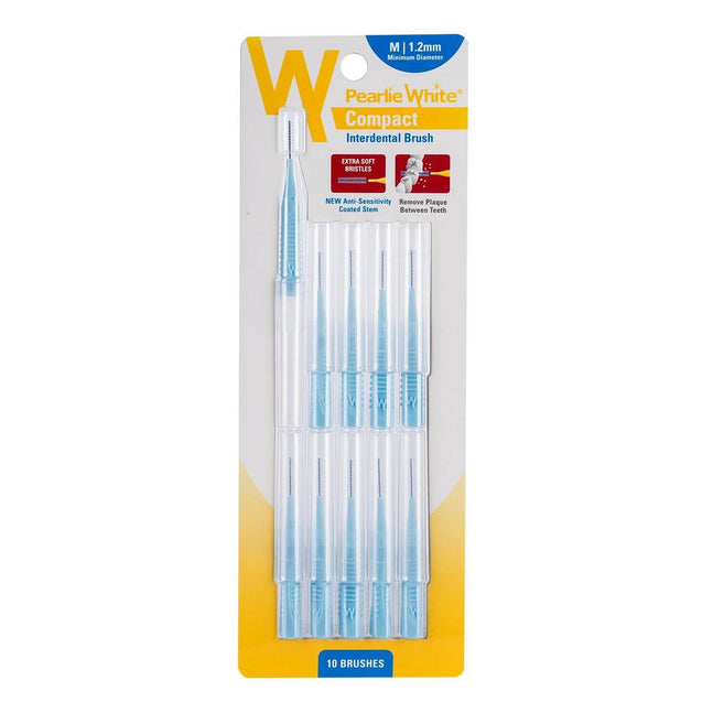 Bundle of 3 X Pearlie white Compact Interdental Brush M-12mm Pack of 10s. 