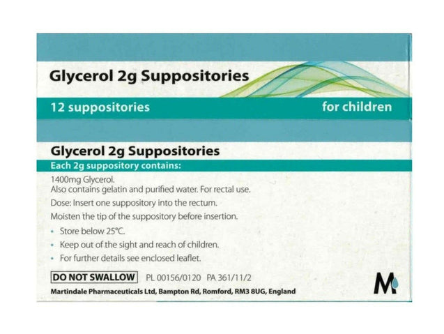Glycerol Suppositories 2g Children Size 12 Pack