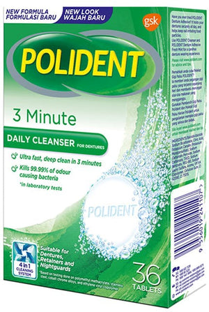 Polident Denture Cleanser Express 3 minute - 36 tablets