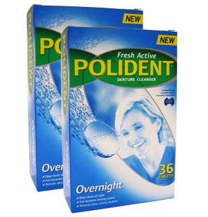 POLIDENT Fresh Active Overnight Cleansing Tab 36s x 2