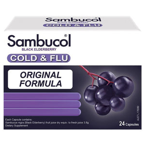 Sambucol Black Elderberry Cold  Flu (AUS version) 24 caps.