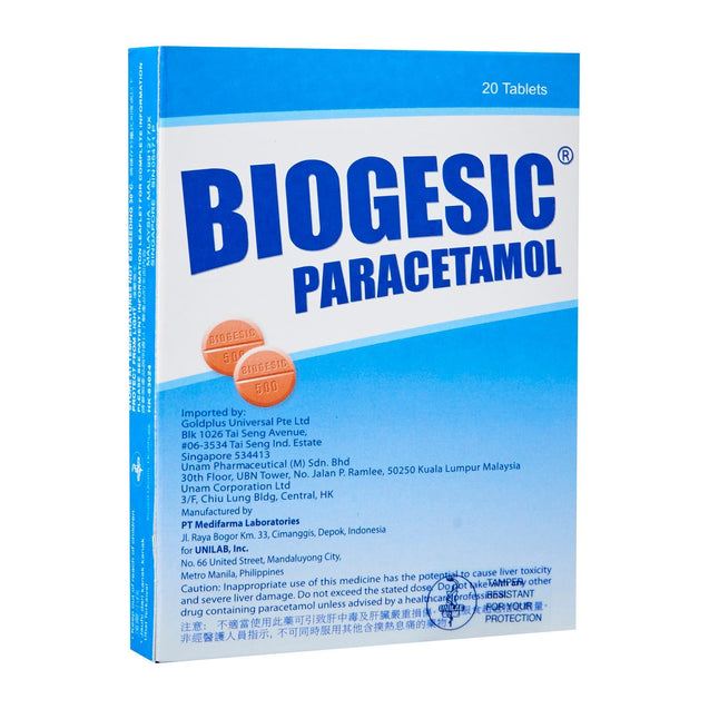 Biogesic 500mg 20 Caplets