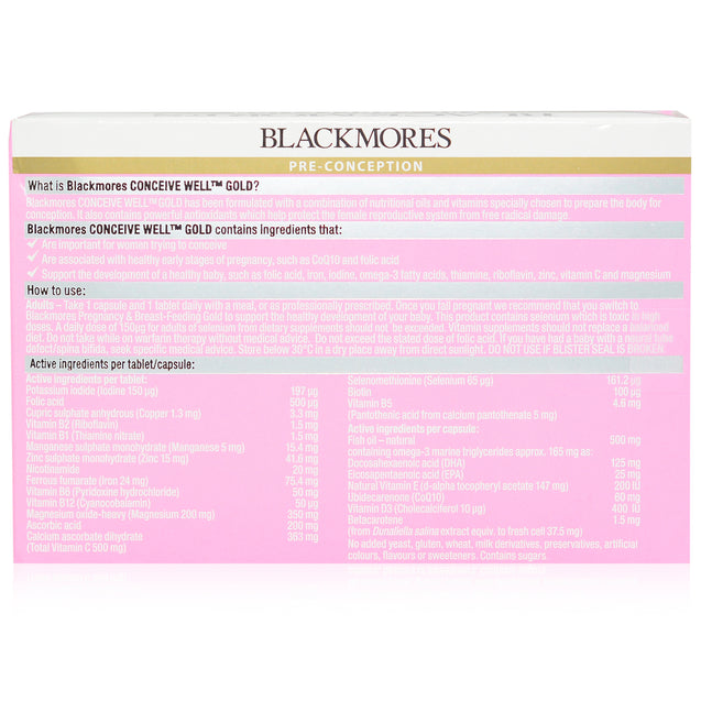 Blackmores Conceive Well Gold 28 + 28_backview