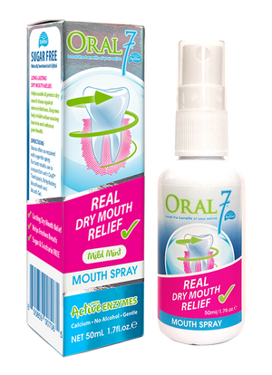 [BUNDLE OF 2] Oral 7 Mouth Spray 50ML - For dry mouth, helthy gums, HFMD in kids. Contains natural enzymes
