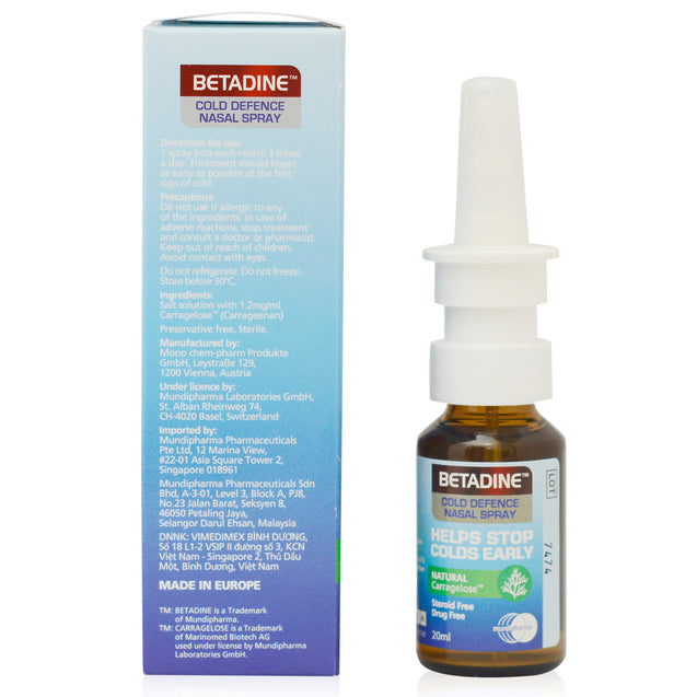 Betadine Cold Defence Adult Nasal Spray 20ml_sideview 1