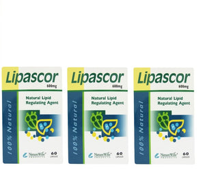 Lipascor Capsules 60s X 3 - Natural lipd and cholesterol regulating supplements with fermented Red Yeast Rice