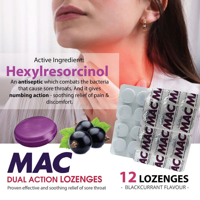 MAC Dual Action Blackcurrant Flavour Lozenges 24s/48s